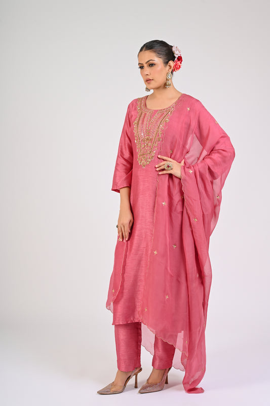 Dry Rose Anarkali Set