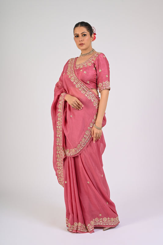 Dry Rose Saree Set